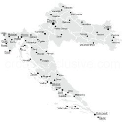 Map of Croatian Towns