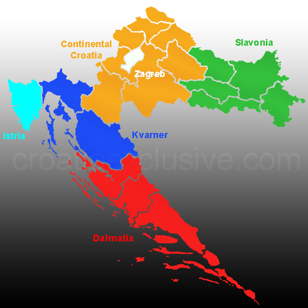 Map of Croatia Regions, Croatia regions map