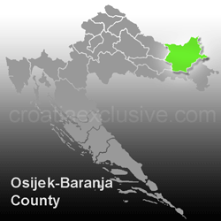 Map of Osijek-Baranja County (Osijecko-Baranjska Zupanija)